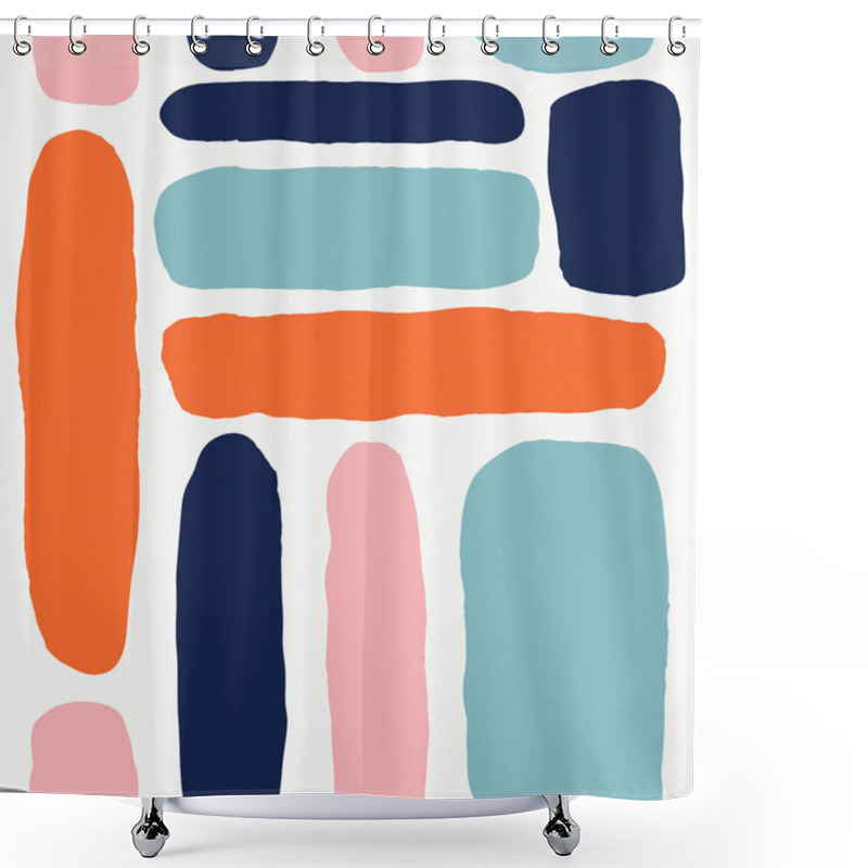 Personality  Trendy Vector Seamless Pattern With Abstract Forms. Shower Curtains