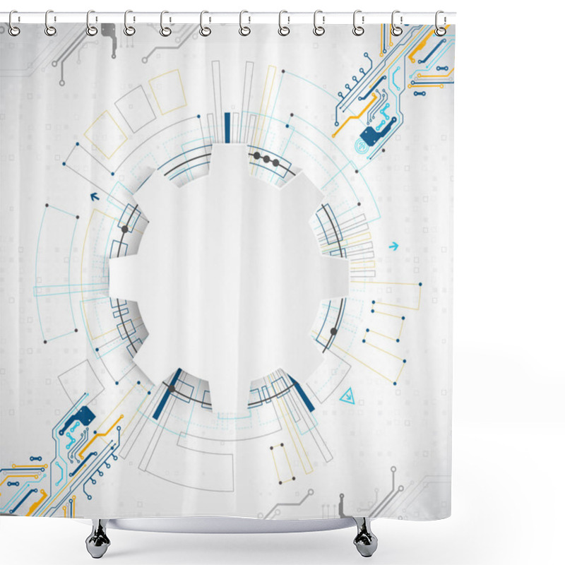 Personality  Vector Illustration, Hi-tech Digital Technology And Engineering Theme Shower Curtains