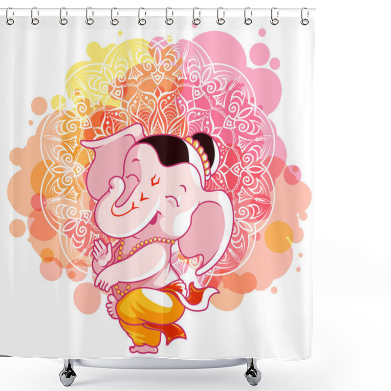 Personality  Little Cartoon Ganesha. Sunny Day. Shower Curtains