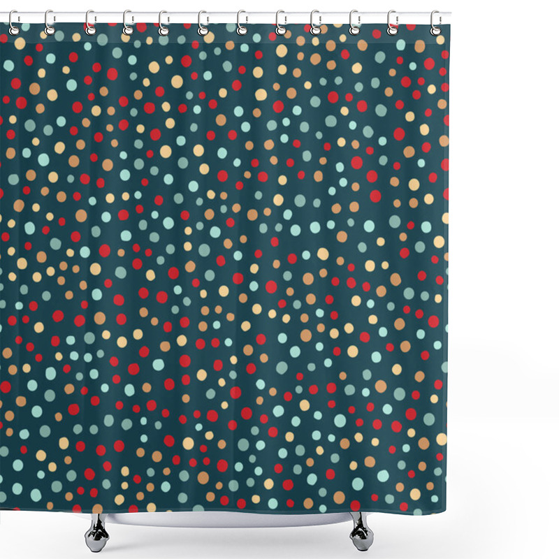 Personality  Christmas Geometric Polka Dot Seamless Pattern. Hand Drawn Tiny Ditsy Vector Background. Festive Xmas Scrapbooking Paper, Yuletide All Over Print. Red Green Holidays Stationery Illustration Backdrop. Shower Curtains