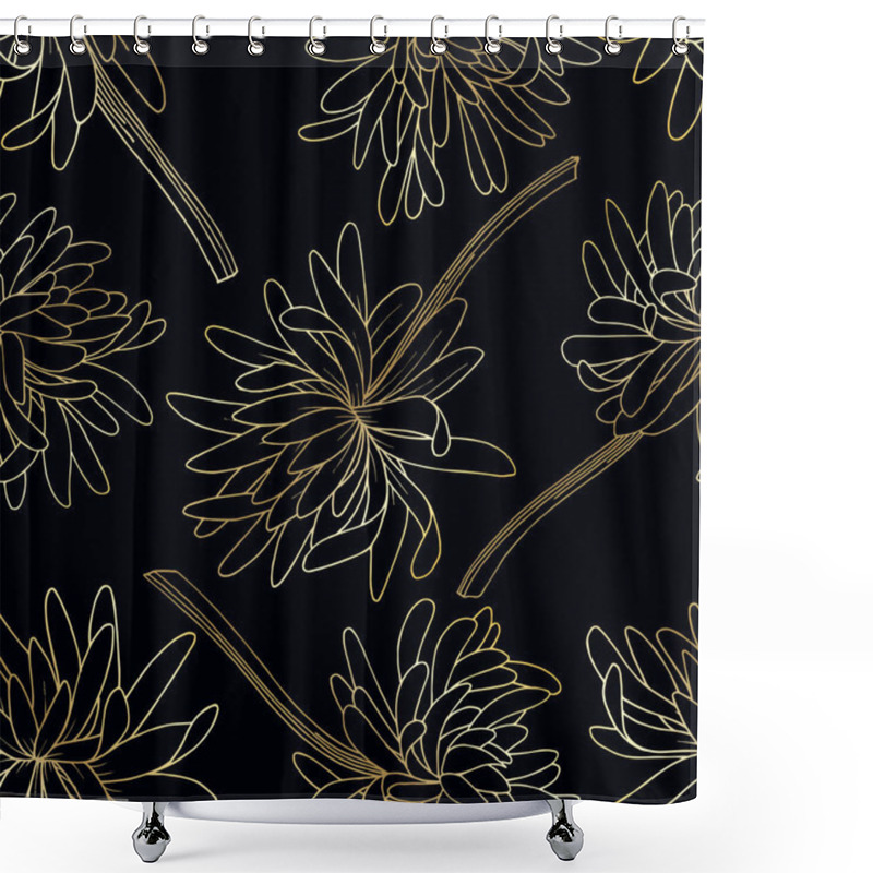 Personality  Vector Chrysanthemum Floral Botanical Flower. Black And White Engraved Ink Art. Seamless Background Pattern. Shower Curtains