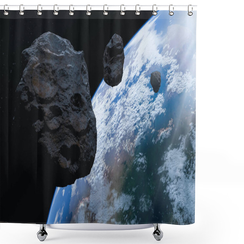 Personality  Asteroids In Space.Elements Of This Image Furnished By NASA.,3D Illustration Shower Curtains