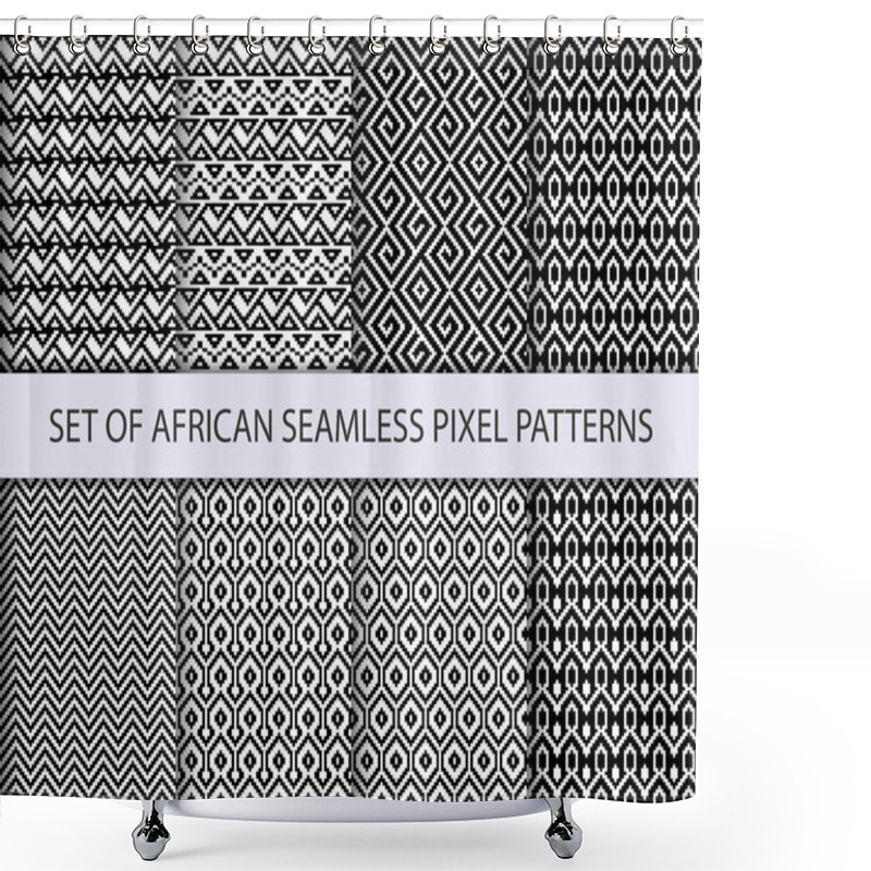 Personality  Collection Of Pixel Seamless Patterns With African Ethnic And Tribal Ornament. Shower Curtains