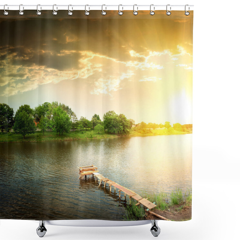 Personality  Lake In The Evening Shower Curtains