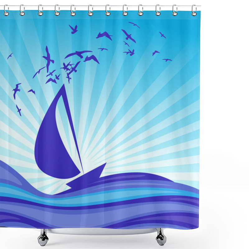 Personality  Illustration On A Sea Theme Shower Curtains