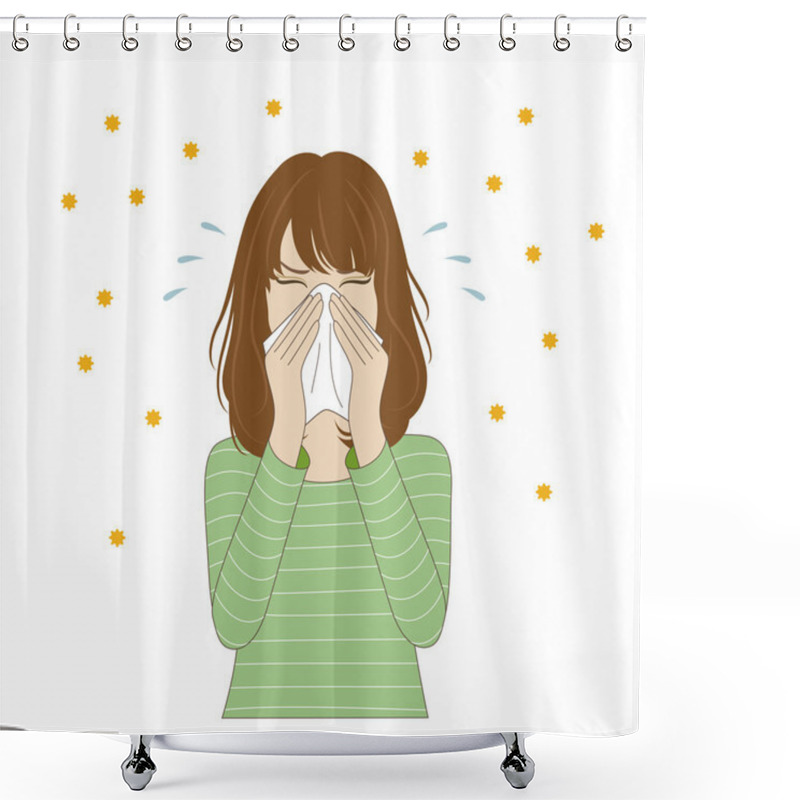 Personality  Woman Blowing Her Nose Shower Curtains