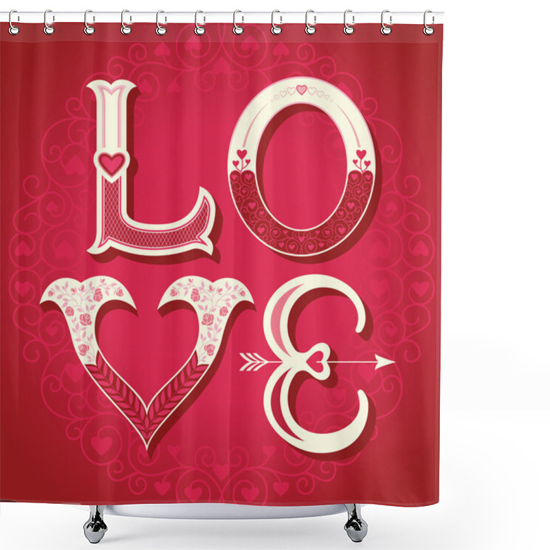 Personality  Valentines Day Background - Love Letters With Hearts Shower Curtains