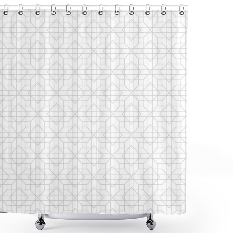 Personality  Seamless Pattern. Stylish Geometric Texture. Modern Linear Ornament. Regularly Repeating Thin Broken Line Grids With Triangles, Polygons, Hexagons, Rhombuses, Difficult Polygonal Outline Shapes Shower Curtains