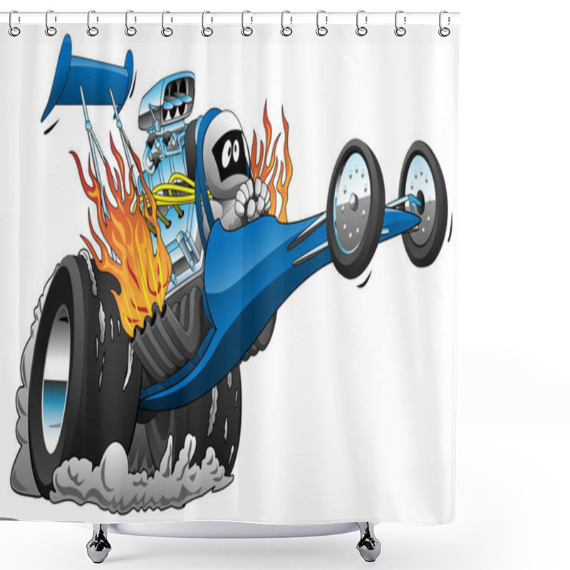 Personality  Top Fuel Dragster Cartoon Vector Illustration Shower Curtains