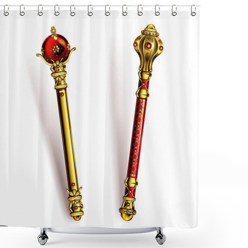 Personality  Golden Scepter For King Or Queen, Royal Wand. Shower Curtains