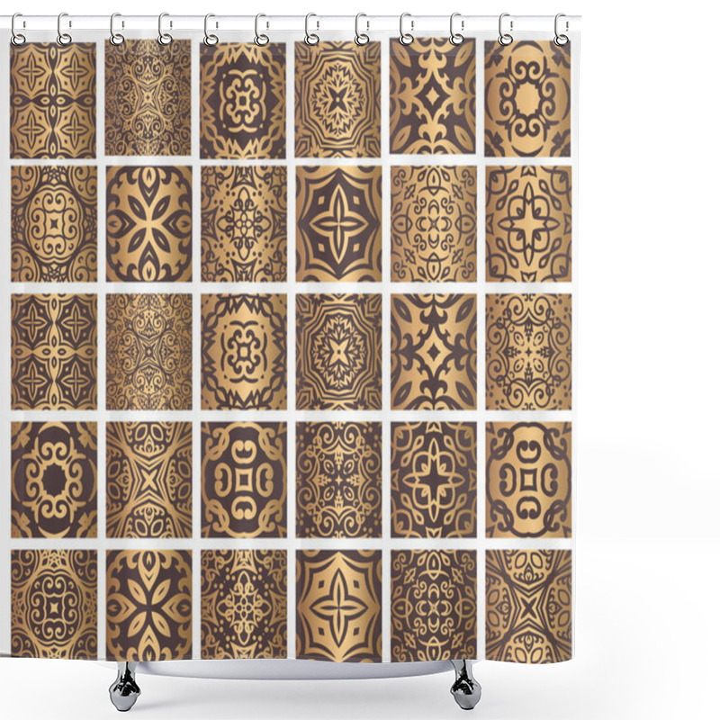 Personality  Golden Tiles Collection Shower Curtains