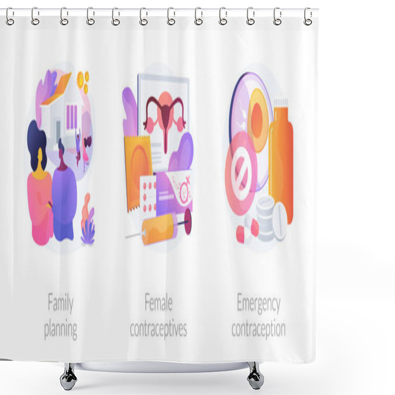 Personality  Family Planning And Birth Control Vector Concept Metaphors. Shower Curtains