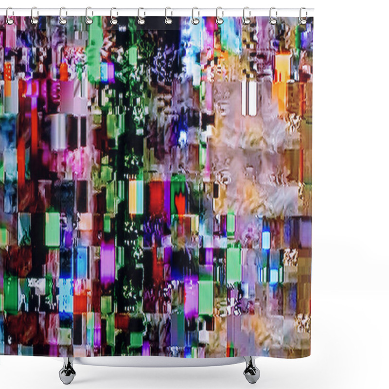 Personality  Glitches And Interference On The Digital TV Screen Shower Curtains