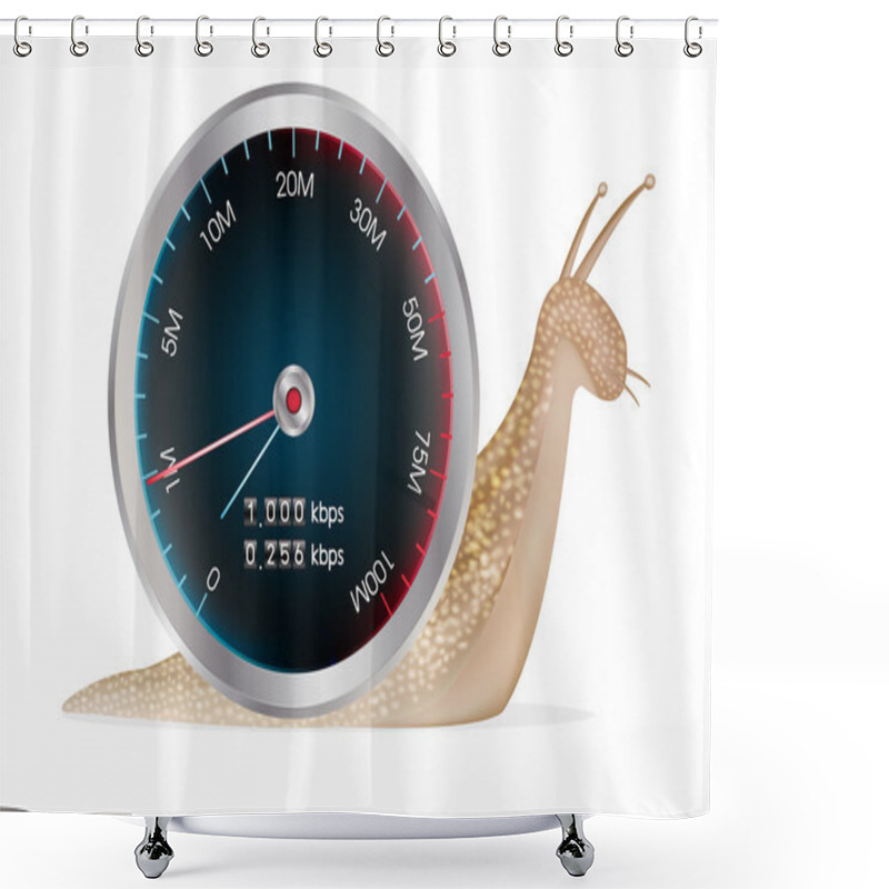 Personality  Snail With Internet Speed Test Meter Shower Curtains