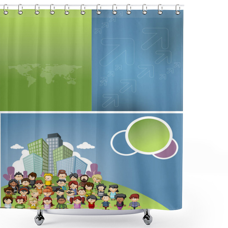 Personality  Group Of Cartoon Teenagers Shower Curtains