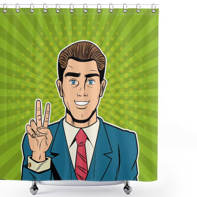 Personality  Cool Businessman Pop Art Cartoon Shower Curtains