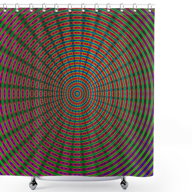 Personality  Hypnotic Pattern. Concentric Circles. 3d Rendering. Shower Curtains