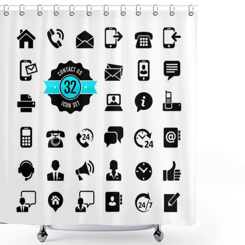 Personality  Web Icon Set. Contact Us Shower Curtains