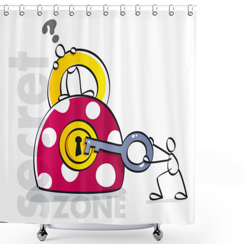 Personality  Funny Padlock With Key Shower Curtains