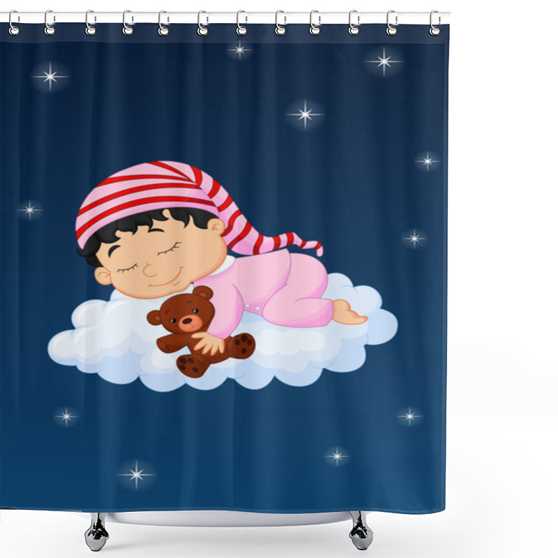 Personality  Baby Cartoon Sleeping On The Cloud Shower Curtains