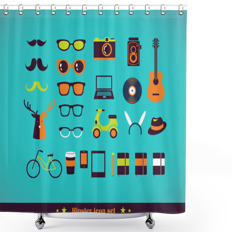 Personality  Hipster Concept Icon Set Shower Curtains