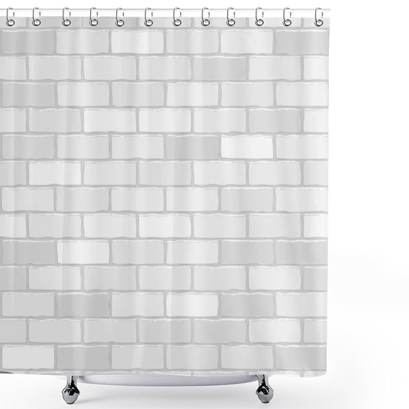 Personality  Seamless Vector White Brick Wall - Background Pattern For Contin Shower Curtains