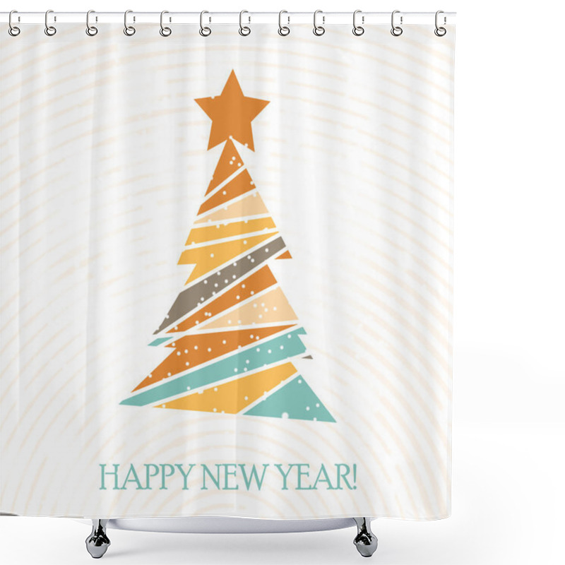 Personality  Flat Christmas Tree Icon With Triangles. Shower Curtains