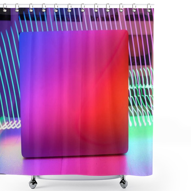 Personality  Programming Room With Led Lights Like In A Disco And A Very Powerful Laptop For Programming And Design. Shower Curtains