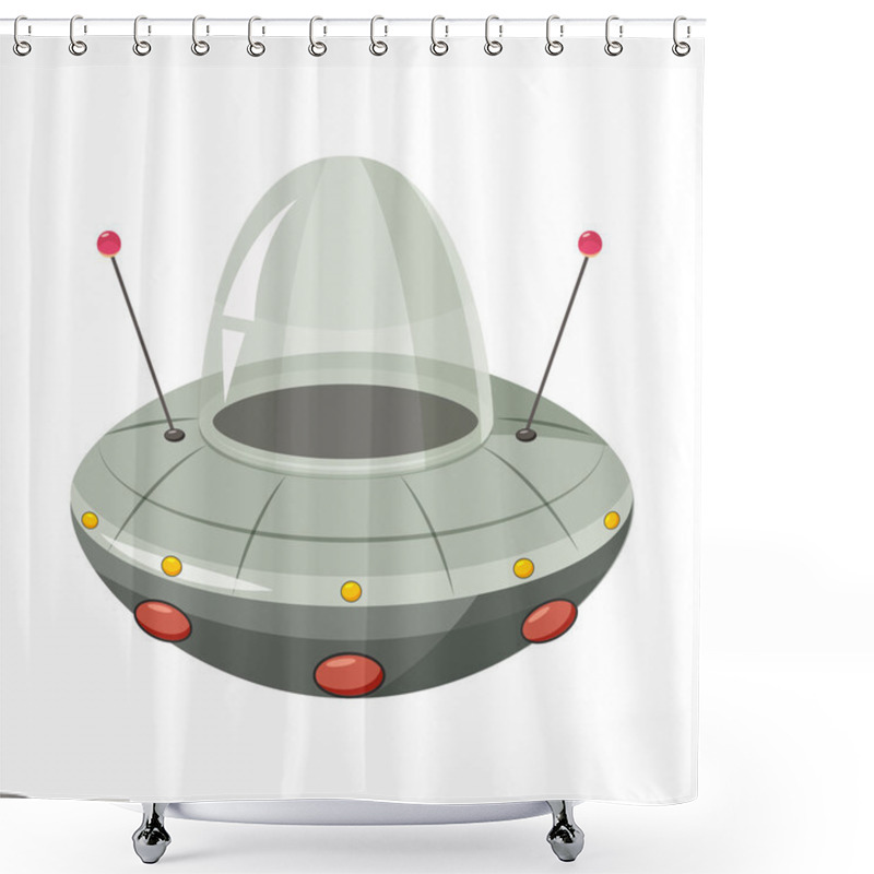 Personality  Ufo Spaceship Icon, Cartoon Style Shower Curtains