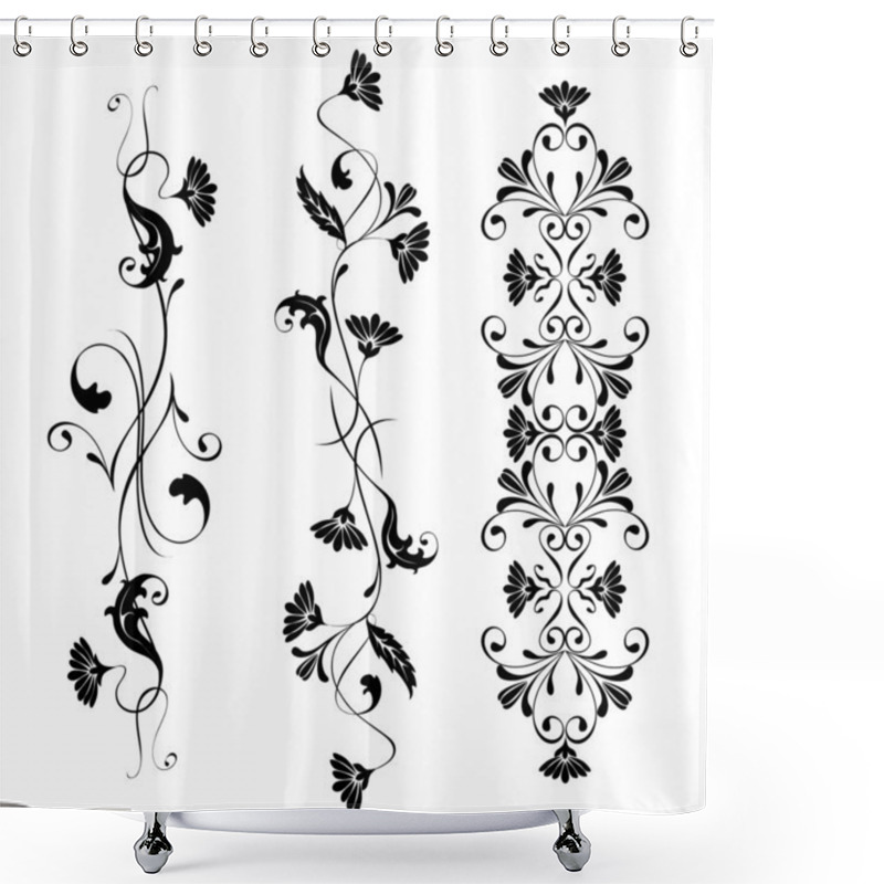 Personality  Vector Elements For Design Flowers And Ornaments Floral Shower Curtains