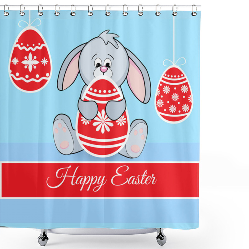 Personality  Happy Easter Greeting Card. Vector Shower Curtains