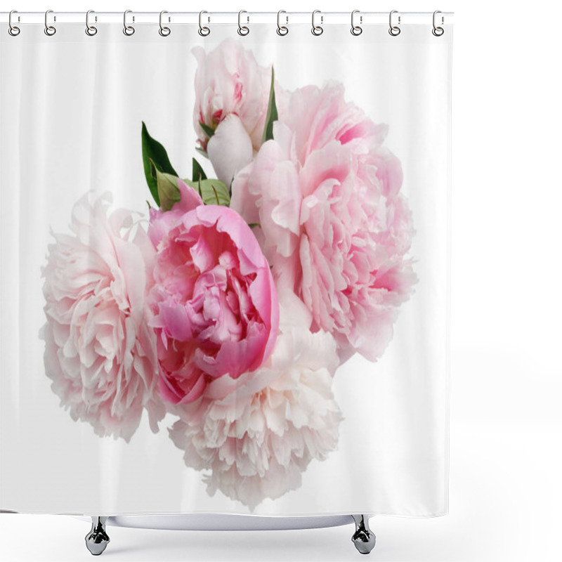 Personality  Beautiful Pink Peonie Flower On Light Background Shower Curtains