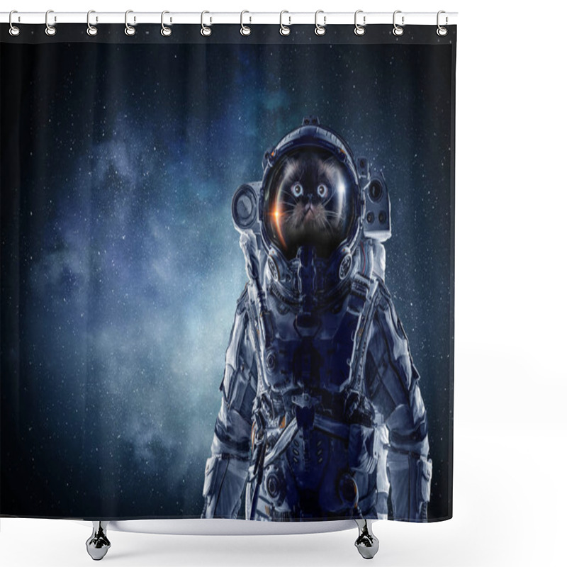 Personality  First Trip To Space. Mixed Media Shower Curtains