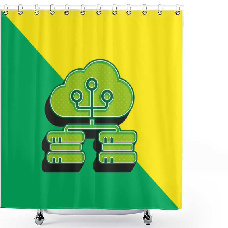 Personality  Big Data Green And Yellow Modern 3d Vector Icon Logo Shower Curtains