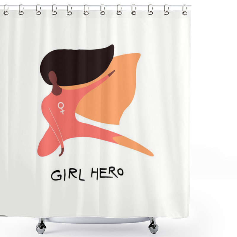 Personality  Hand Drawn Vector Illustration Of A Happy Woman Superhero, With Quote Girl Hero, Vector Illustration, Concept For Feminism And Women Day  Shower Curtains