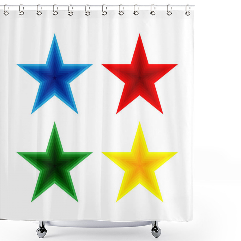 Personality  Set Of Blue, Red, Green And Yellow Stars Shower Curtains