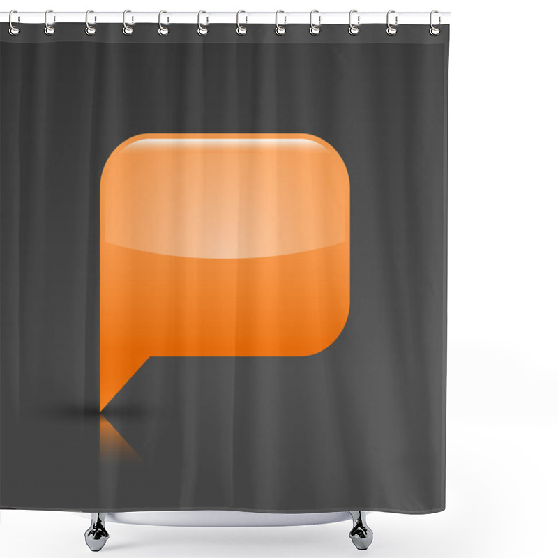 Personality  Orange Glossy Blank Speech Bubble Icon Web Button Shower Curtains