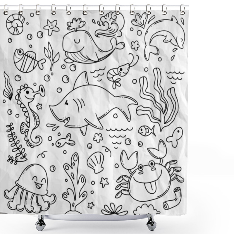 Personality  Marine Life, Collection Of Sketches For Your Design Shower Curtains