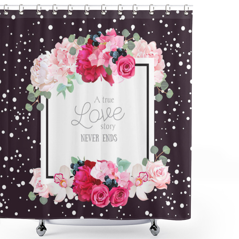 Personality  Fashion Vector Design Square Card With White Confetti Background Shower Curtains