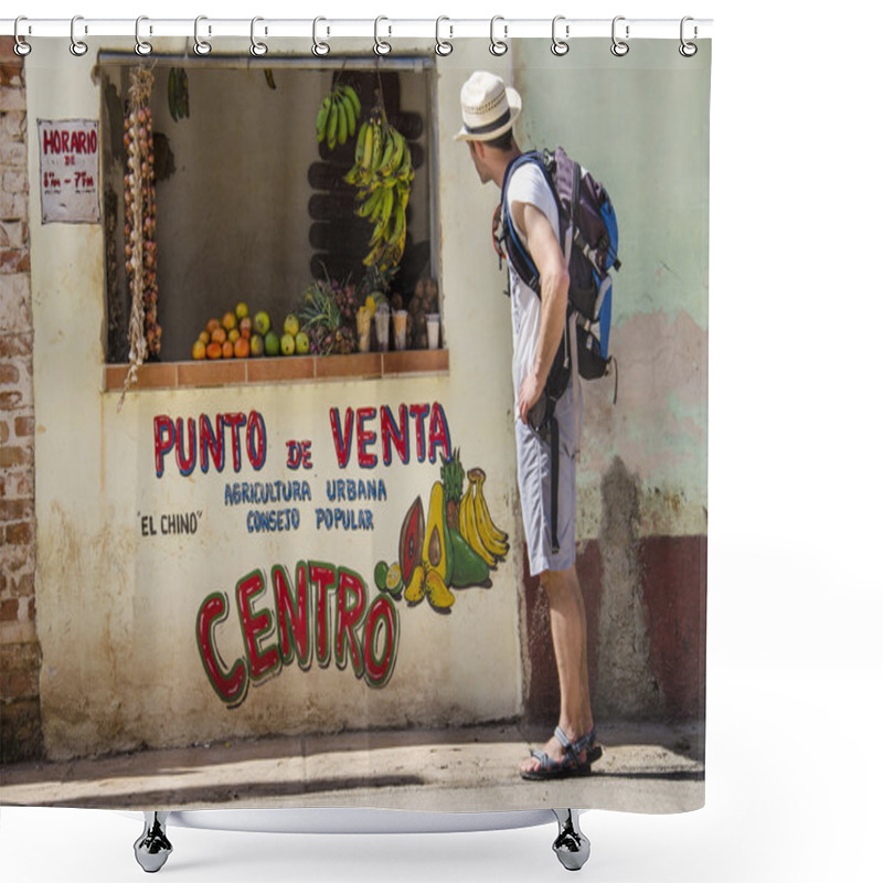 Personality  Man Near Cuban Shop Shower Curtains