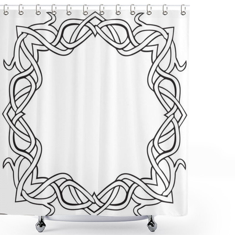 Personality  Vector Illustration Of Celtic Knot Square Frame Black And White  Shower Curtains