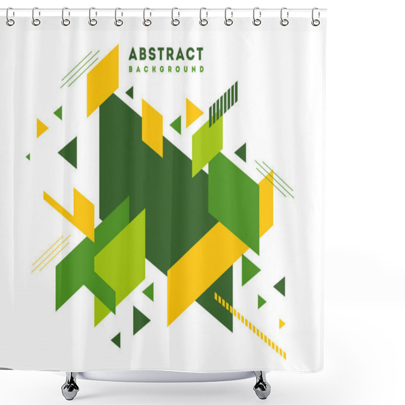 Personality  Abstract Background With Yellow And Green Geometrical Elements. Shower Curtains