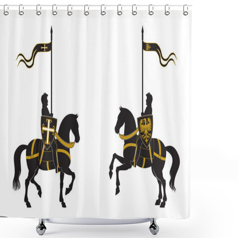 Personality  Silhouettes Of Two Knights Shower Curtains