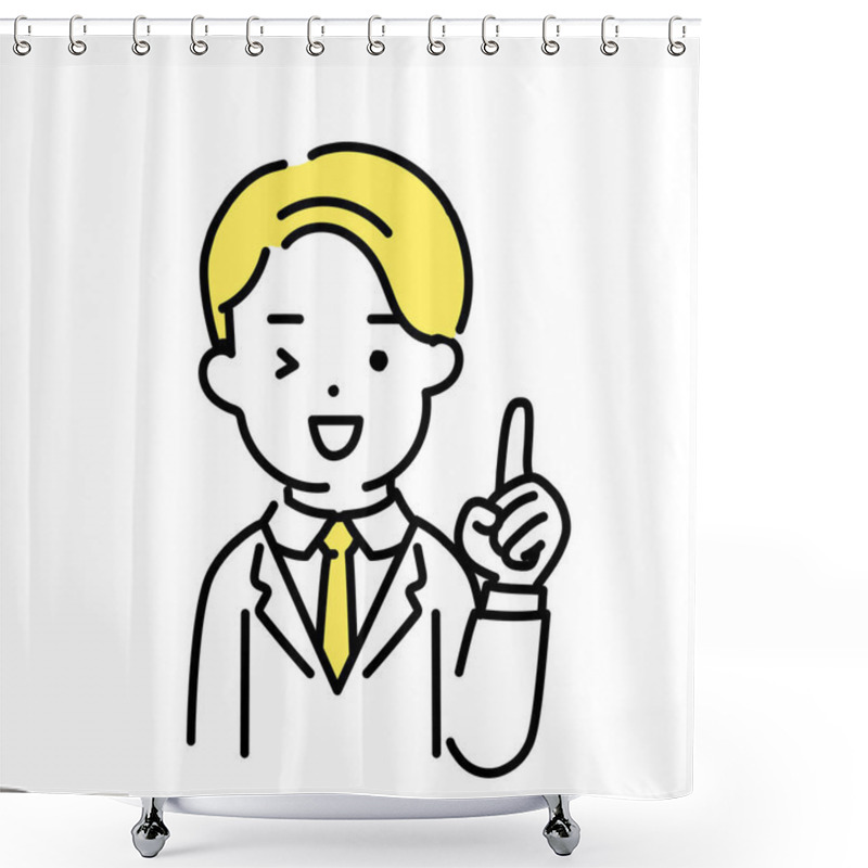 Personality  Illustration Series Of Cute Person_Mal Office Worker_Point Shower Curtains