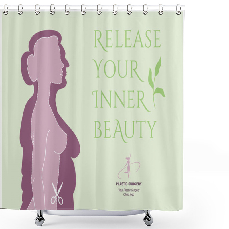 Personality  Woman Before And After Plastic Surgery Shower Curtains