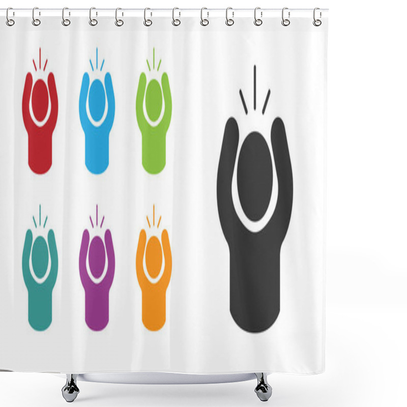 Personality  Black Anger Icon Isolated On White Background. Anger, Rage, Screaming Concept. Set Icons Colorful. Vector Shower Curtains