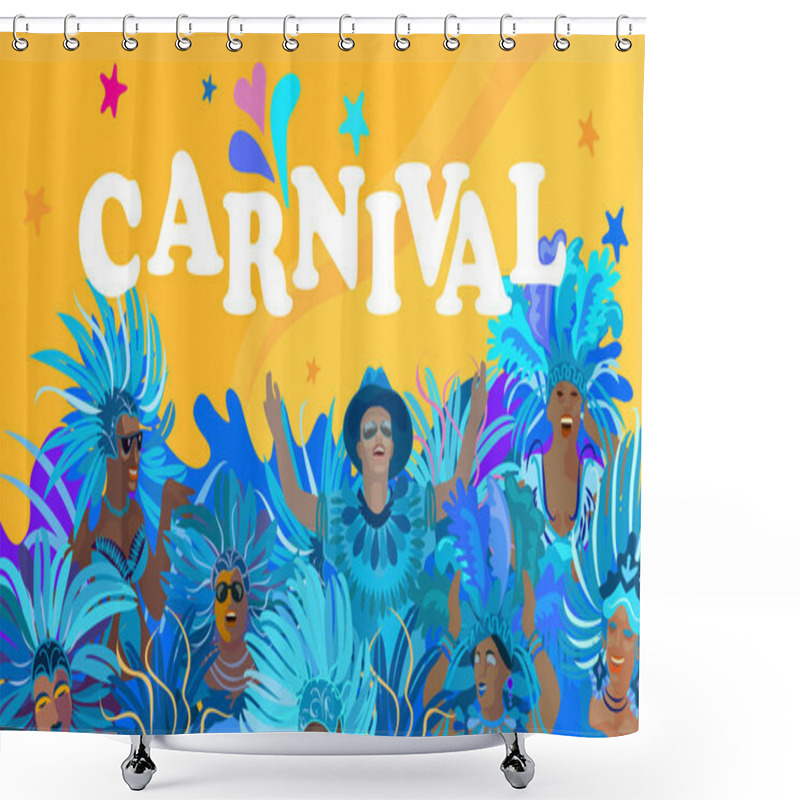 Personality  2024 Abstract Rio Brazilian Carnival Music Dance Festival Night Party Happy People Samba Dancers Parade Sambadrome, New Orleans, Mardi Gras, Notting Hill London, Venezia Costume Mask Firework Exotic Tropical Palm Leaves Banner Spanish San Fermin Card Shower Curtains