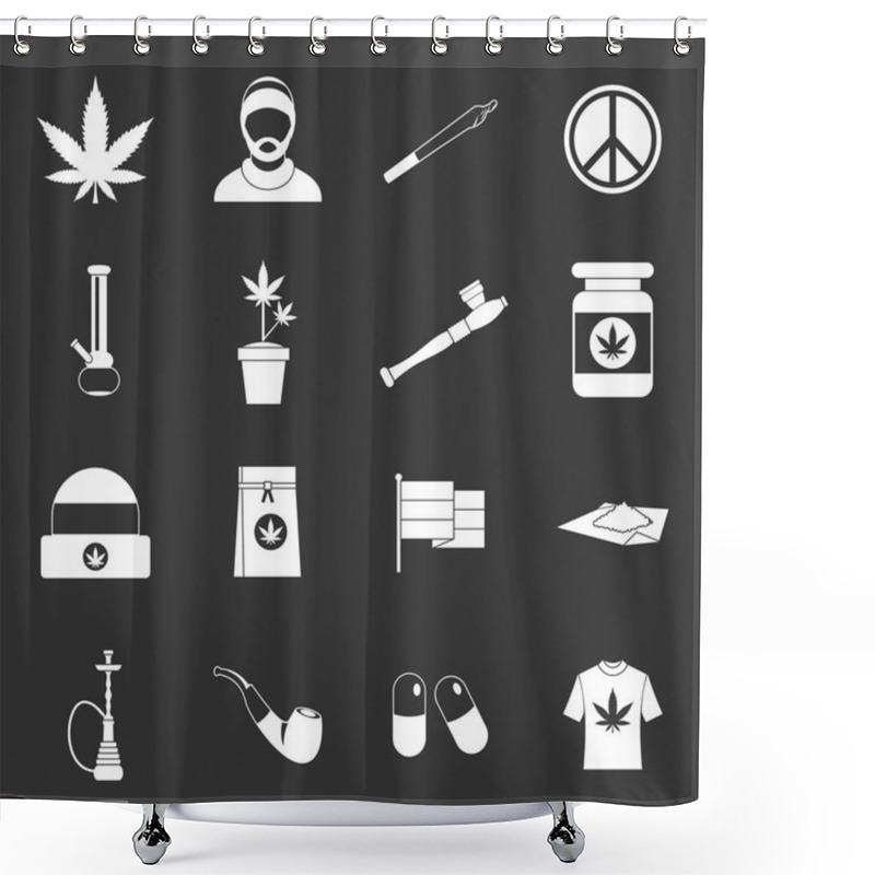 Personality  Rastafarian Icons Set Grey Vector Shower Curtains