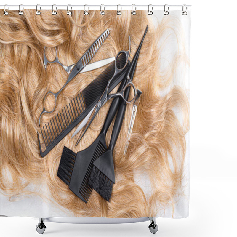 Personality  Professional Hairdresser Tools, Isolated On White Shower Curtains