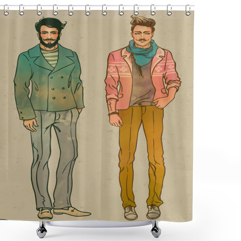 Personality  Hipster Fashion Trendy Men. Shower Curtains